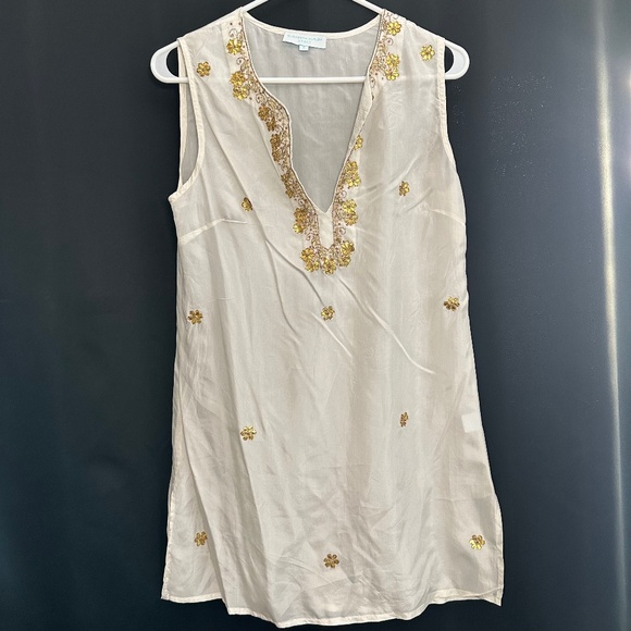 Elizabeth Hurley Beach Silk Tunic Size S Handcrafted Embroidered (WD004) - Picture 1 of 8